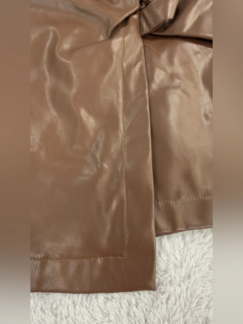Princess Polly Brown Faux Leather Wrap Mini Skirt with Side Knot - Picture 6 of 12